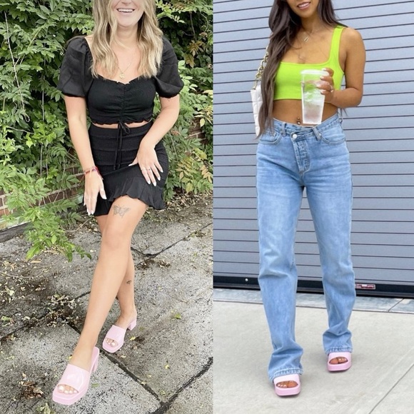 Pink Jelly Block Heels - Picture 9 of 13